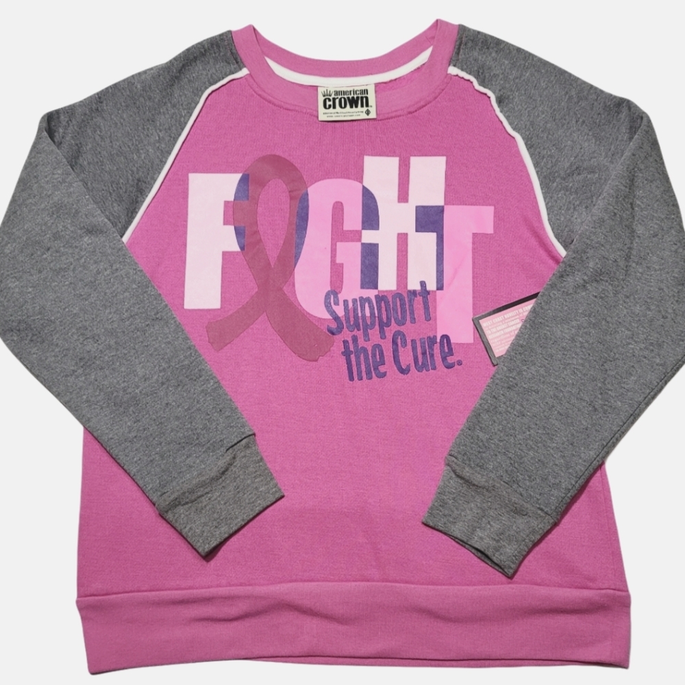 Women's Pink Sweatshirt Fight the Cure Sz S NWT